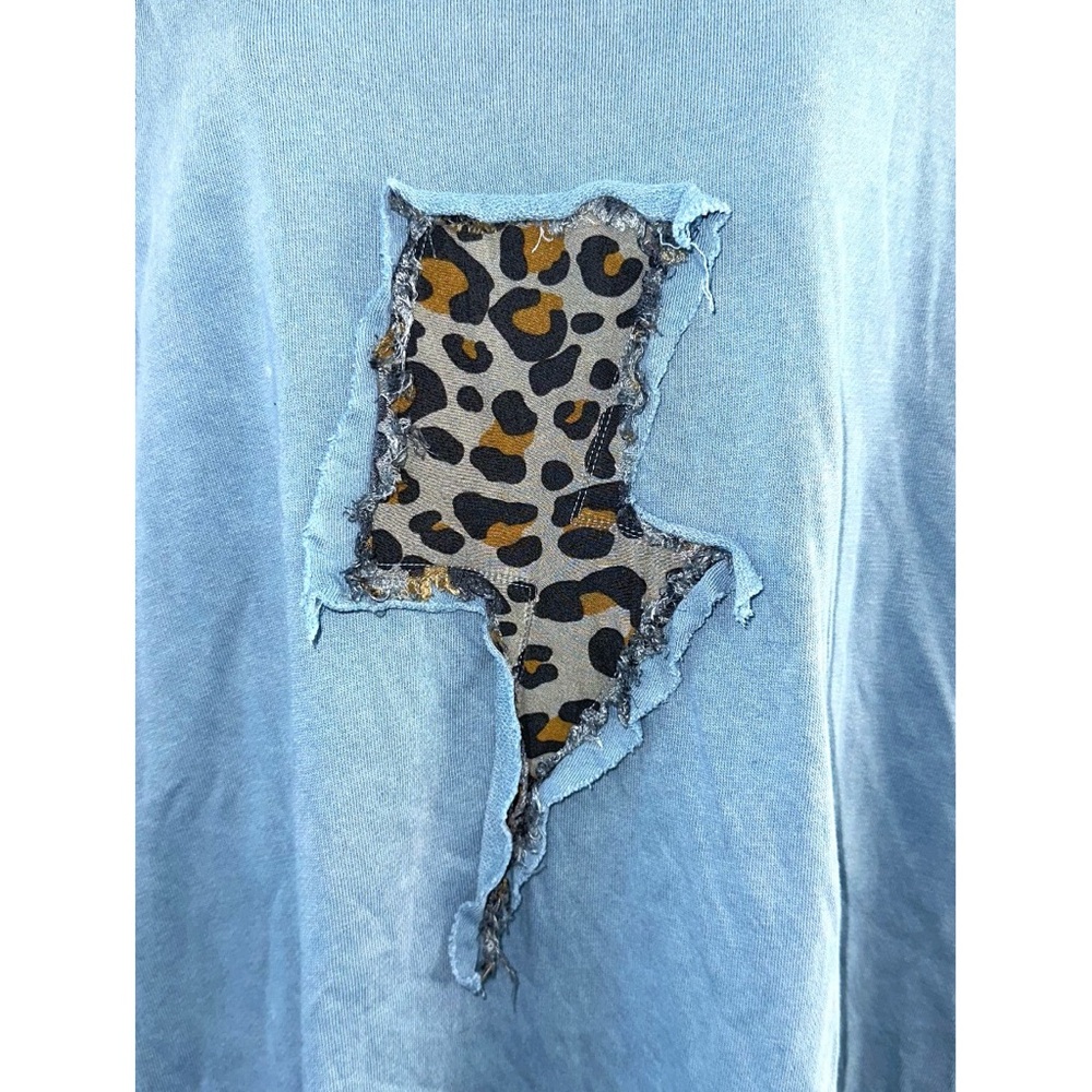Easel Blue Sweatshirt with Leopard Print Lightning Bolt - Picture 4 of 6